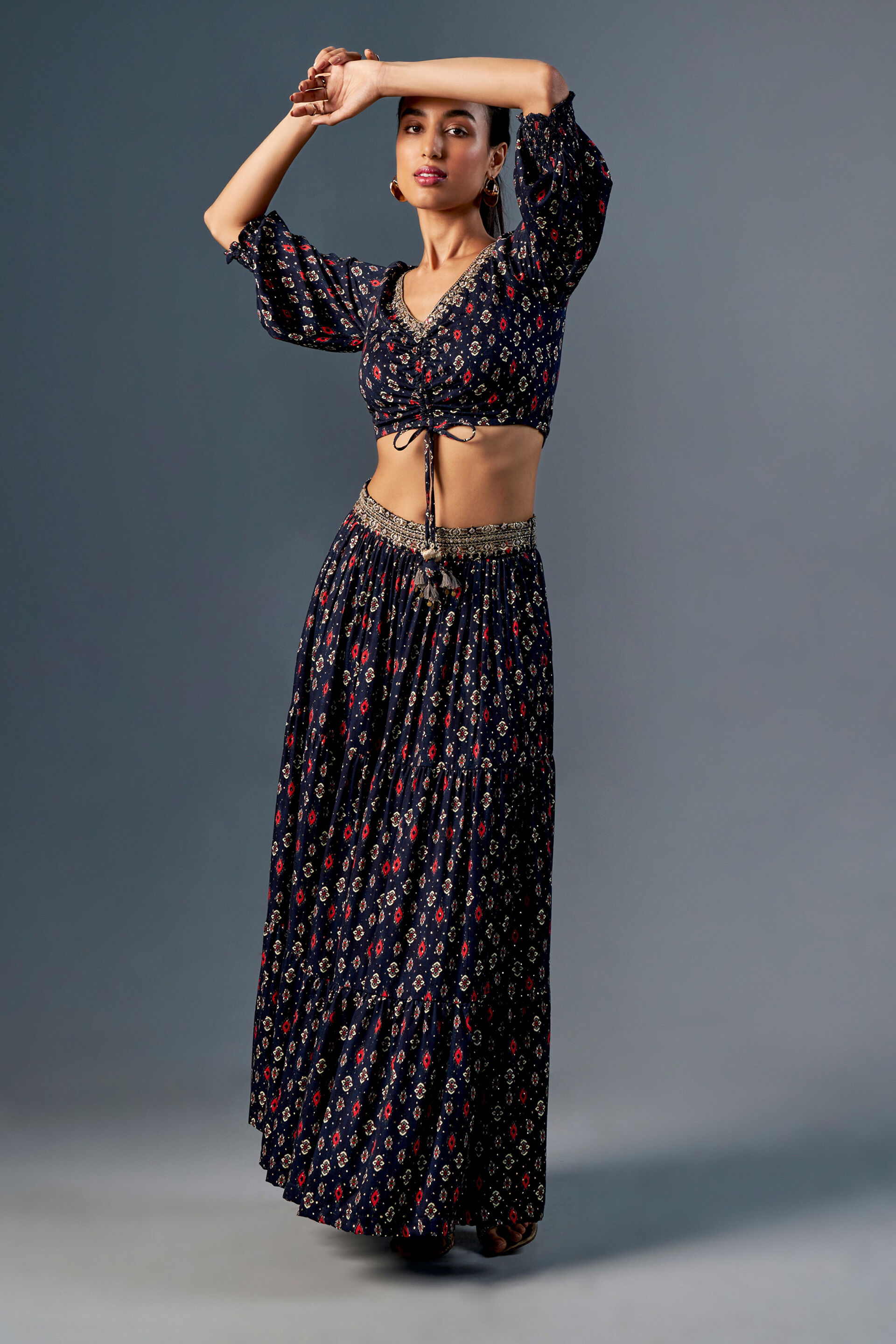 Navy Blue Gher Love Skirt Set, Navy Blue, image 6